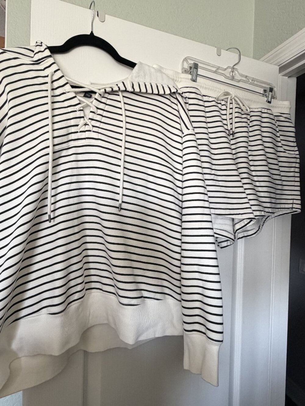 Universal Thread Black-and-White Striped Hoodie and Shorts Set